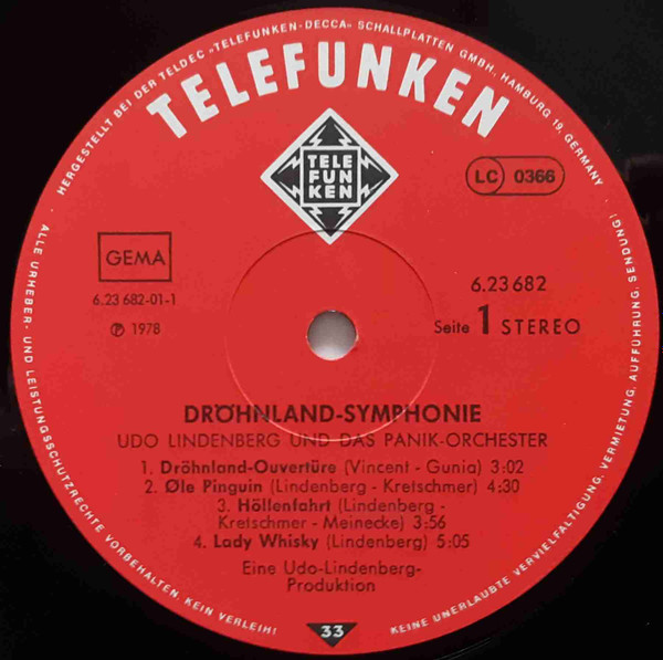 Udo Lindenberg Und Das Panikorchester - Dröhnland Symphonie | Telefunken (6.23 682) - 3