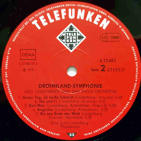 Udo Lindenberg Und Das Panikorchester - Dröhnland Symphonie | Telefunken (6.23 682) - 4