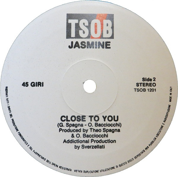 Jasmine - Close To You | TSOB Production (TSOB 1201) - 4