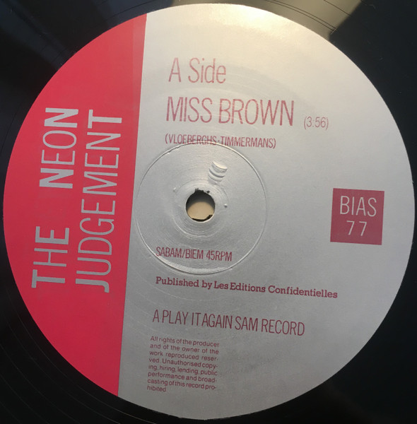 The Neon Judgement - Miss Brown / Hot Sally | Play It Again Sam Records (BIAS 77) - 3