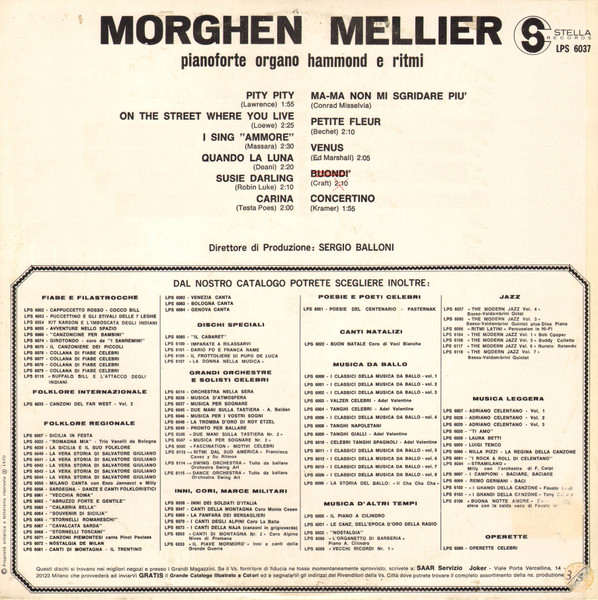 Morghen Mellier - Pianoforte Organo Hammond E Ritmi | Stella Records (LPS 6037) - 2
