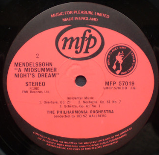 Pyotr Ilyich Tchaikovsky , Felix Mendelssohn-Bartholdy , Philharmonia Orchestra , Igor Markevitch , Heinz Wallberg - Nutcracker Suite Op.71a/ A Midsummer Night's Dream | Music For Pleasure (MFP 57019) - 3