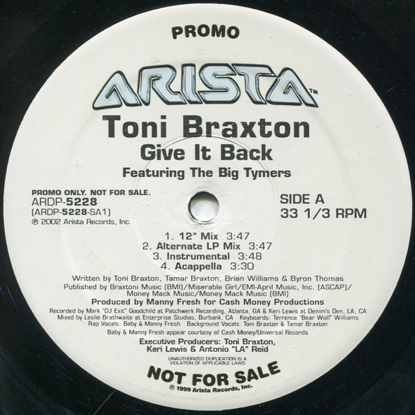 Toni Braxton - Give It Back / Let Me Show You The Way (Out) | Arista (ARDP-5228) - main Toni Braxton - Give It Back / Let Me Show You The Way (Out) | Arista (ARDP-5228) - main