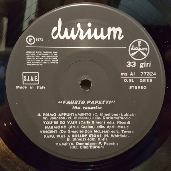 Fausto Papetti - 16a Raccolta | Durium (ms AI 77324) - 3 Fausto Papetti - 16a Raccolta | Durium (ms AI 77324) - 3