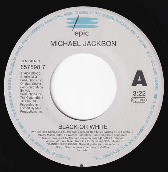 Michael Jackson - Black Or White | Epic (657598 7) - 3