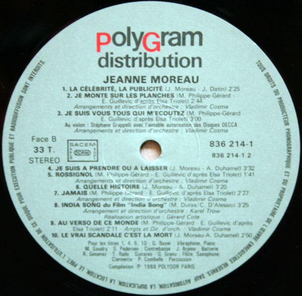 Jeanne Moreau - Jeanne Moreau | Polydor (836 214-1)