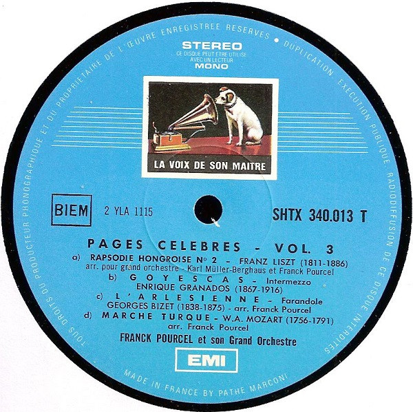 Franck Pourcel Et Son Grand Orchestre - Pages Célèbres Vol. 3 | La Voix De Son Maître (SHTX 340.013) - 3