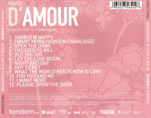 France D'Amour - Bubble Bath & Champagne | Tandem.mu (TMUCD5840) - 2 France D'Amour - Bubble Bath & Champagne | Tandem.mu (TMUCD5840) - 2