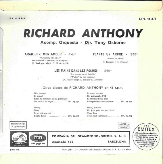 Richard Anthony - Aranjuez, Mon Amour | La Voz De Su Amo (EPL 14.373) - 2