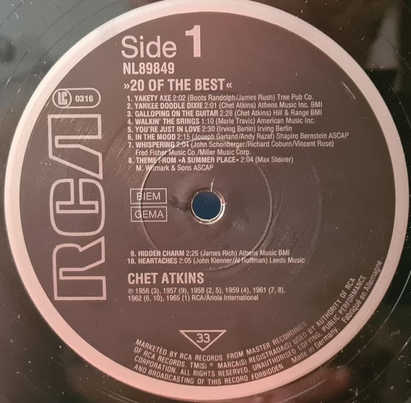 Chet Atkins - 20 Of The Best | RCA (NL 89849) - 3
