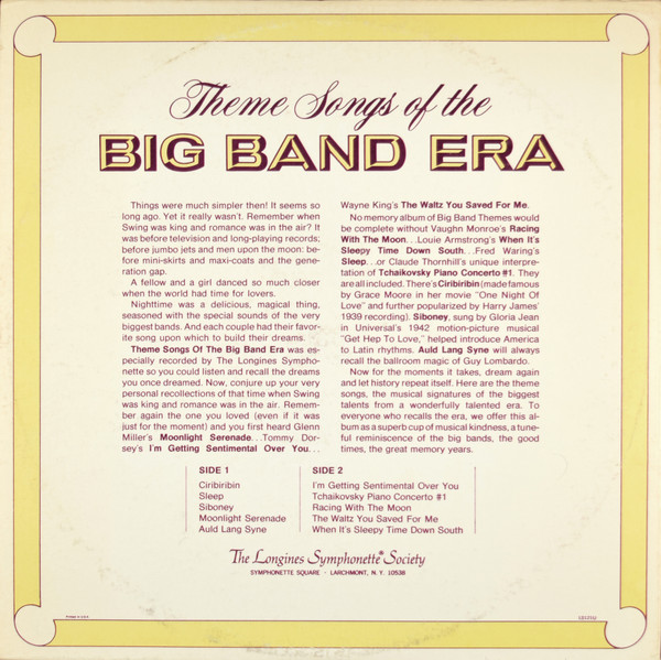 Various - Theme Songs Of The Big Band Era [Vinyl] | Longines Symphonette Society (LS 121 C) - 2