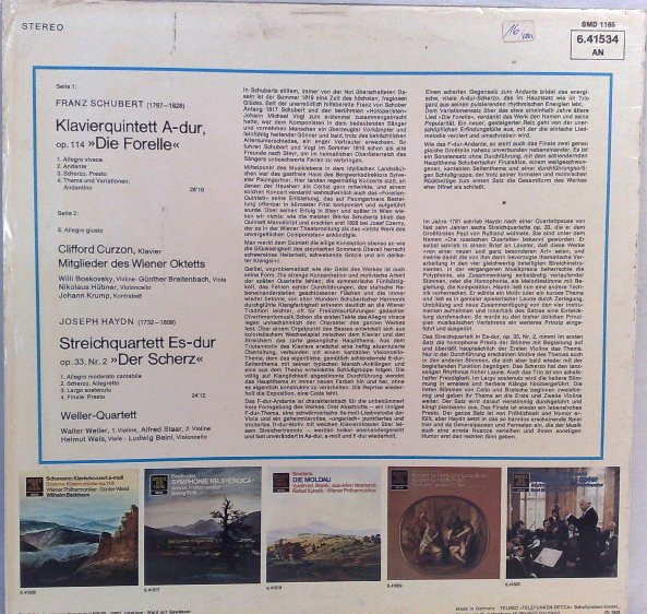 Franz Schubert / Clifford Curzon / Mitglieder Des Wiener Oktetts / Joseph Haydn / Weller-Quartett - Forellenquintett | Decca (6.41534 AN) - 2