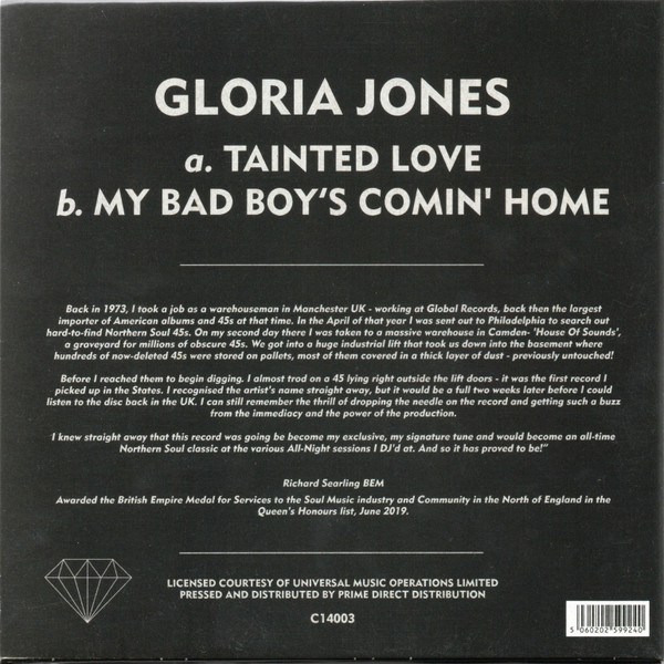 Gloria Jones - Tainted Love | Champion Records (C14003) - 2 Gloria Jones - Tainted Love | Champion Records (C14003) - 2