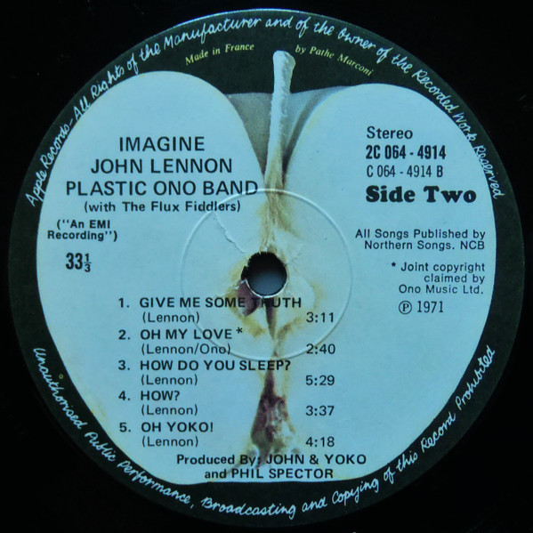 John Lennon And The Plastic Ono Band With The Flux Fiddlers - Imagine | Apple Records (2C 064 - 04914) - 2 John Lennon And The Plastic Ono Band With The Flux Fiddlers - Imagine | Apple Records (2C 064 - 04914) - 2