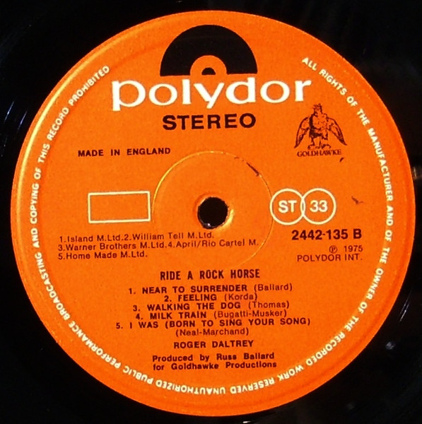 Roger Daltrey - Ride A Rock Horse | Polydor (2442-135) - 3 Roger Daltrey - Ride A Rock Horse | Polydor (2442-135) - 3