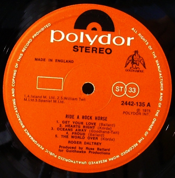 Roger Daltrey - Ride A Rock Horse | Polydor (2442-135) - 2 Roger Daltrey - Ride A Rock Horse | Polydor (2442-135) - 2