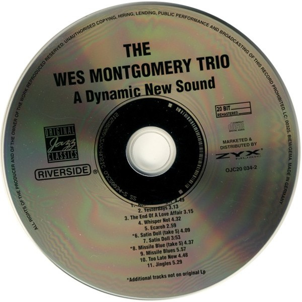 The Wes Montgomery Trio - A Dynamic New Sound: Guitar/Organ/Drums | Original Jazz Classics (OJC20 034-2) - 3