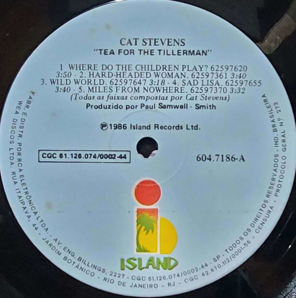 Cat Stevens - Tea For The Tillerman | Island Records (604.7186) - 3