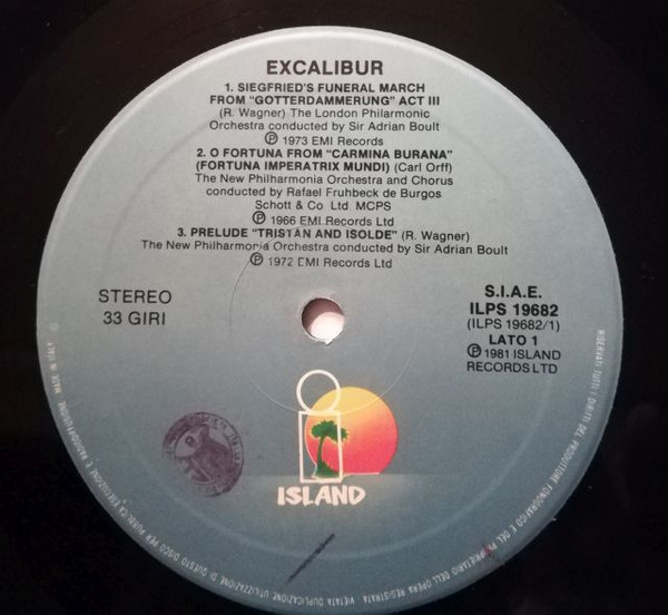 Various - Music From The Film Excalibur And Other Selections | Island Records (ILPS 19682) - 3 Various - Music From The Film Excalibur And Other Selections | Island Records (ILPS 19682) - 3