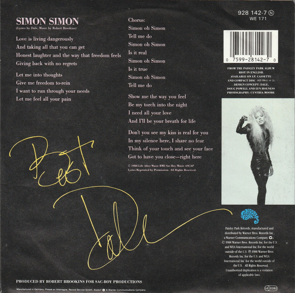 Dale Bozzio - Simon Simon | Paisley Park (928 142-7) - 2