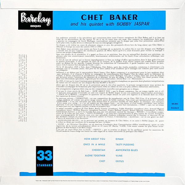 The Chet Baker Quintet With Bobby Jaspar - Chet Baker And His Quintet With Bobby Jaspar | Barclay (84.042) - 3