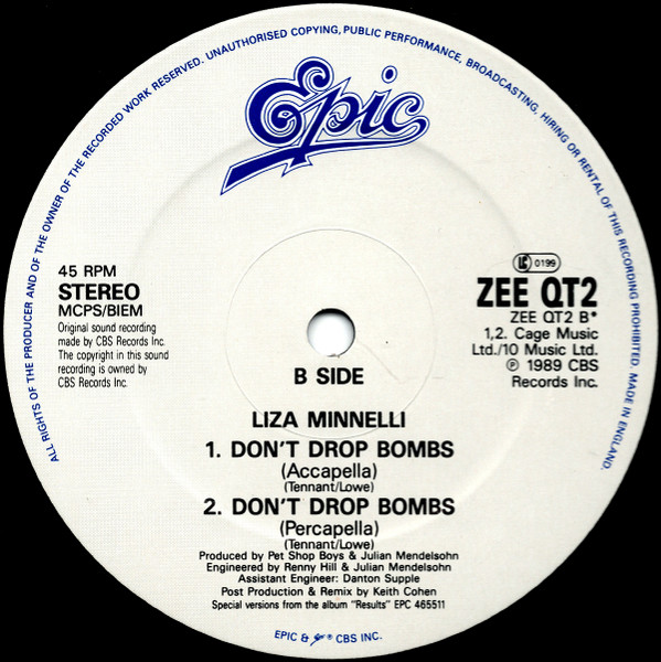 Liza Minnelli - Don't Drop Bombs | Epic (ZEE QT2) - 4 Liza Minnelli - Don't Drop Bombs | Epic (ZEE QT2) - 4