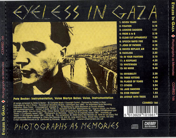 Eyeless In Gaza - Photographs As Memories CD | Cherry Red (CDMRED 166) - 2