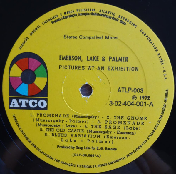 Emerson, Lake & Palmer - Pictures At An Exhibition | ATCO Records (3-02-404-001) - 3