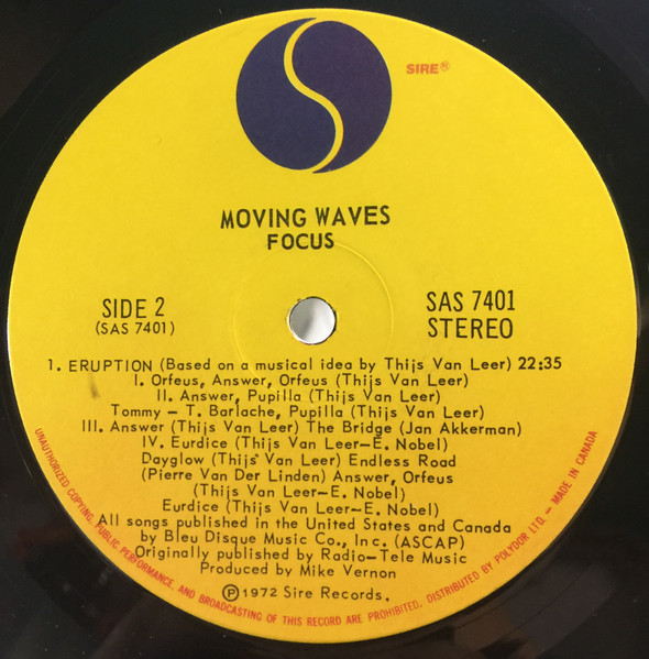 Focus - Moving Waves | Sire (SAS-7401) - 4
