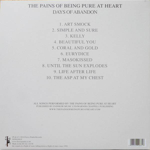 The Pains Of Being Pure At Heart - Days Of Abandon | Fierce Panda (NONG88LP) - 2