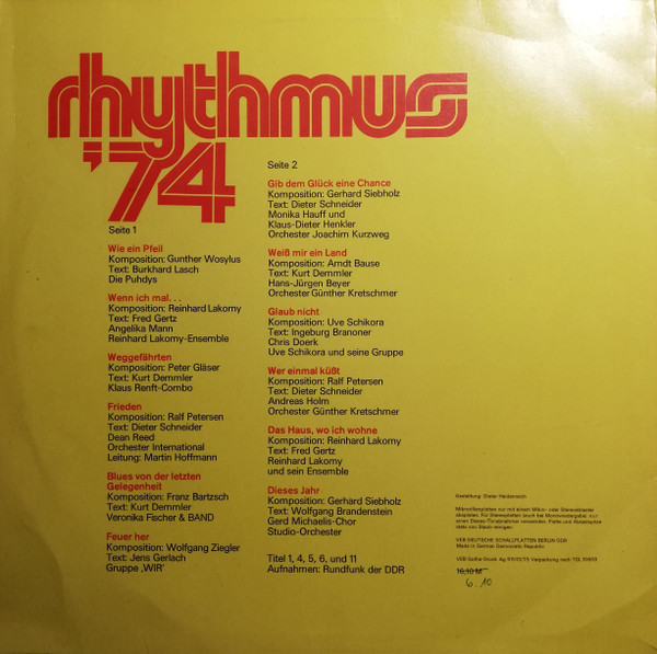 Various - Rhythmus '74 | AMIGA (8 55 401) - 2 Various - Rhythmus '74 | AMIGA (8 55 401) - 2