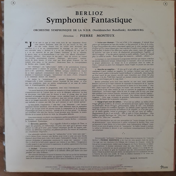 Hector Berlioz - Pierre Monteux , NDR Sinfonieorchester - Symphonie Fantastique | Concert Hall (SMS - 2357) - 2