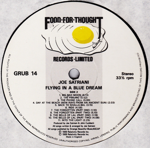 Joe Satriani - Flying In A Blue Dream | Food For Thought Records (GRUB 14) - 4