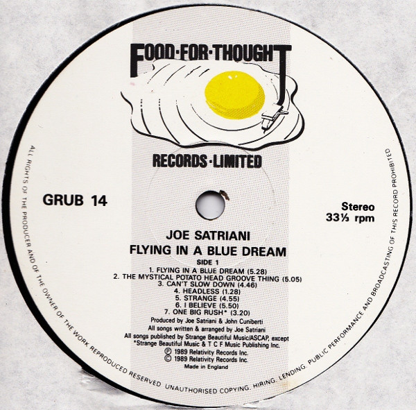 Joe Satriani - Flying In A Blue Dream | Food For Thought Records (GRUB 14) - 3