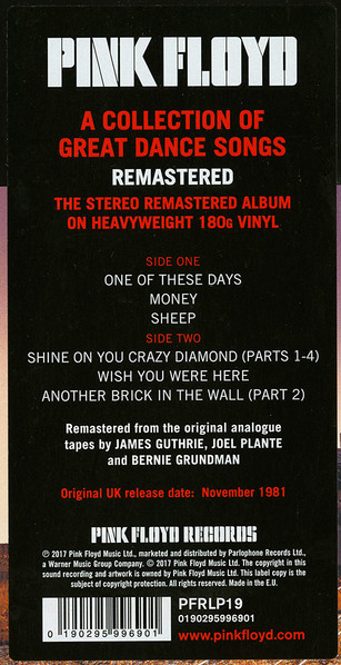 Pink Floyd - A Collection Of Great Dance Songs | Pink Floyd Records (PFRLP19) - 2