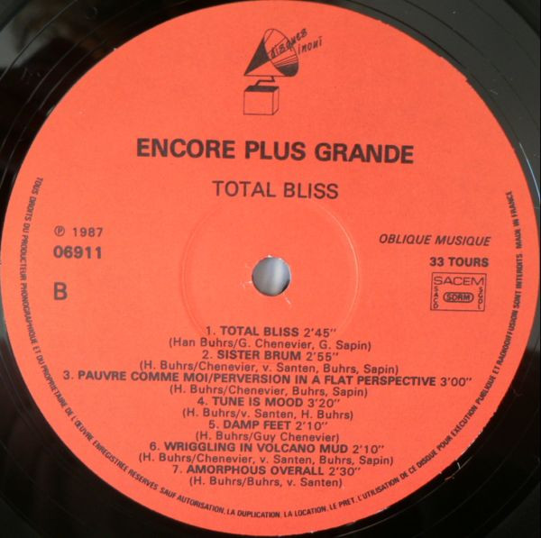 Encore Plus Grande - Total Bliss | Disques Inouï (06911) - 4