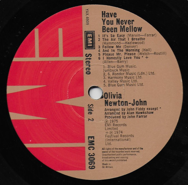 Olivia Newton-John - Have You Never Been Mellow | EMI (EMC 3069) - 3