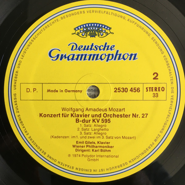 Wolfgang Amadeus Mozart / Emil Gilels , Elena Gilels , Karl Böhm , Wiener Philharmoniker - Klavierkonzert B-dur • Piano Concerto In B Flat Major KV 595 / Konzert Für Zwei Klaviere Es-dur • Concerto For Two Pianos In E Flat Major KV 365 [Vinyl] | Deutsche Grammophon (2530 456) - 4