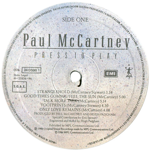 Paul McCartney - Press To Play | MPL (074 24 0598 1) - 2