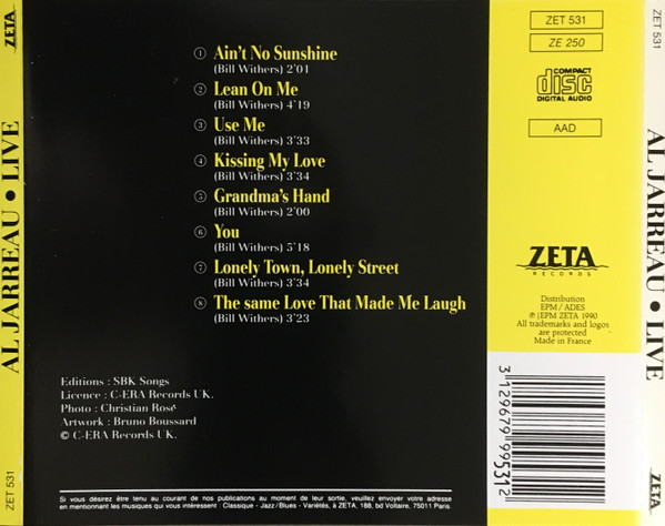 Al Jarreau - Live | Zeta Records (ZET 531) - 3