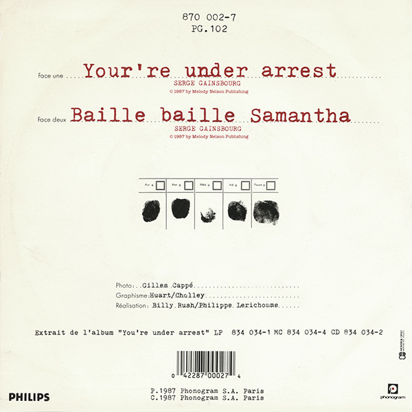 Serge Gainsbourg - You're Under Arrest | Philips (870 002-7) - 2 Serge Gainsbourg - You're Under Arrest | Philips (870 002-7) - 2