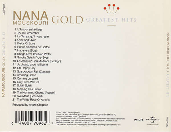 Nana Mouskouri - Gold - Greatest Hits | Philips (4400770962) - 2