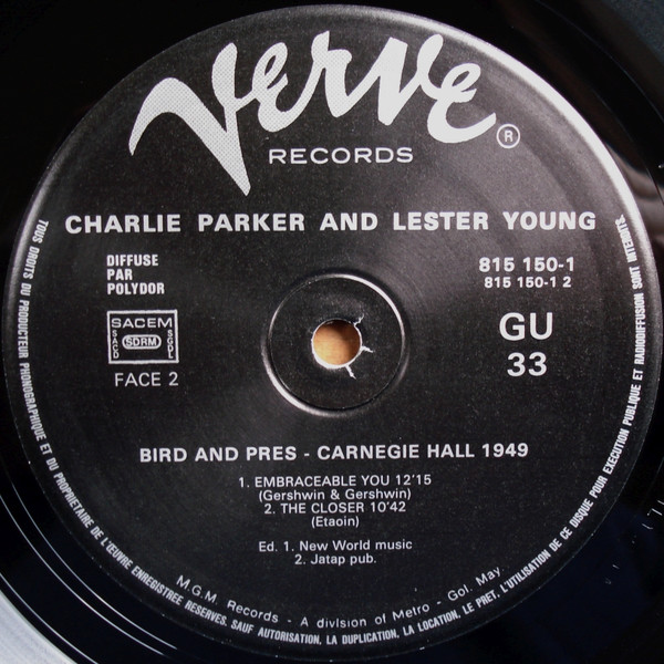 Bird & Pres - Jazz At The Philharmonic - Carnegie Hall 1949 | Verve Records (815 150 1) - 3