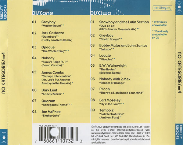 Various - No Categories 4 :: A Ubiquity Compilation | Ubiquity (URCD 073) - 2 Various - No Categories 4 :: A Ubiquity Compilation | Ubiquity (URCD 073) - 2