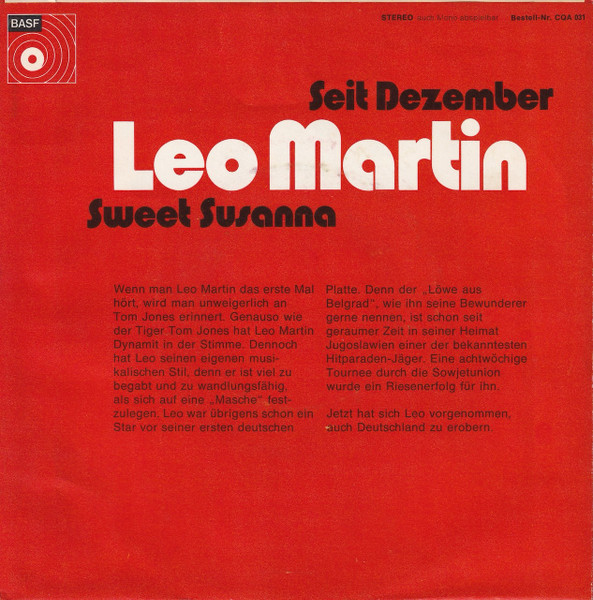 Leo Martin - Sweet Susanna / Seit Dezember | BASF (CQA 031) - 2