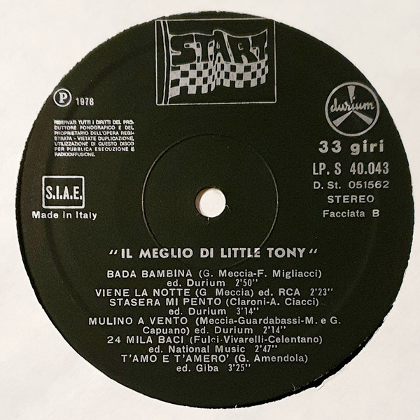 Little Tony - Il Meglio Di | Durium Start (LP. S 40.043) - 4 Little Tony - Il Meglio Di | Durium Start (LP. S 40.043) - 4