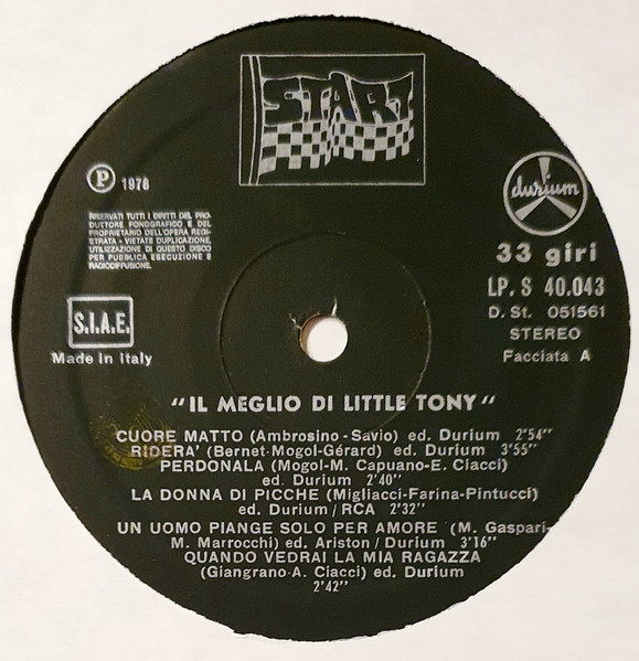 Little Tony - Il Meglio Di | Durium Start (LP. S 40.043) - 3 Little Tony - Il Meglio Di | Durium Start (LP. S 40.043) - 3