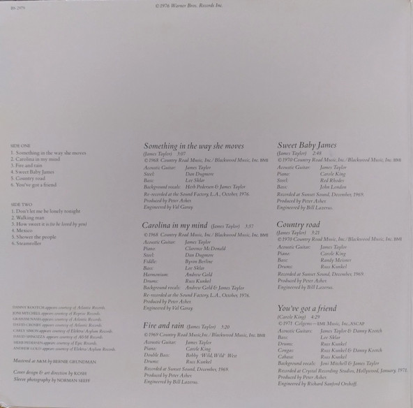 James Taylor - James Taylor's Greatest Hits | Warner Bros. Records (BS 2979) - 2