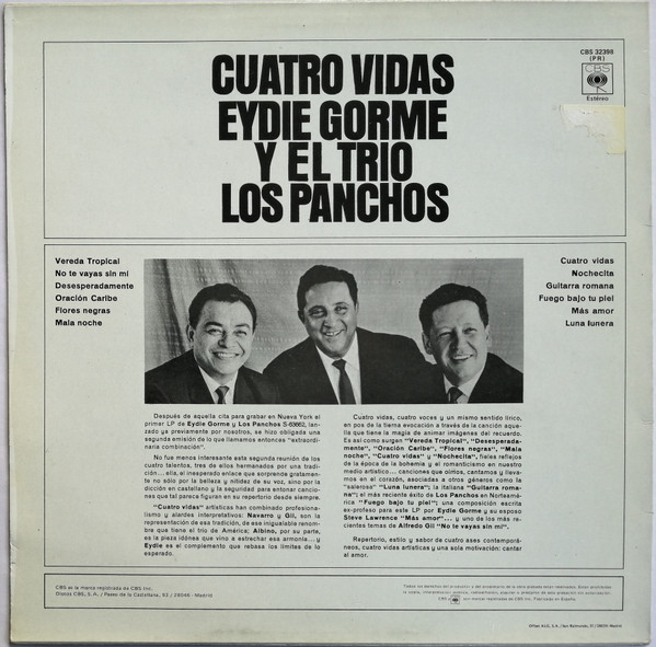 Eydie Gormé Y Trio Los Panchos - Cuatro Vidas | CBS (CBS 32398) - 2