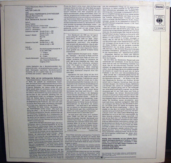 Walter Carlos - Der Wohltemperierte Synthesizer | CBS (S 63 656) - 2 Walter Carlos - Der Wohltemperierte Synthesizer | CBS (S 63 656) - 2